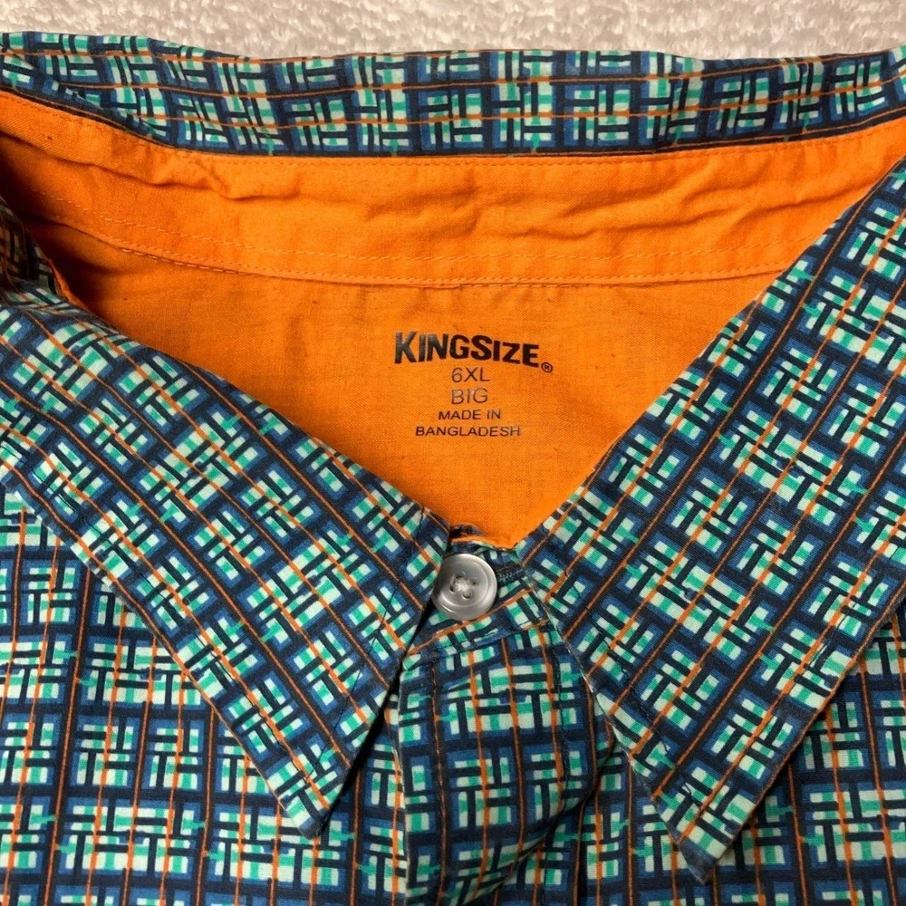 KingSize Button Up Long Sleeve Shirt Lot of 3 Geometric Plaid Mens 6XL Big